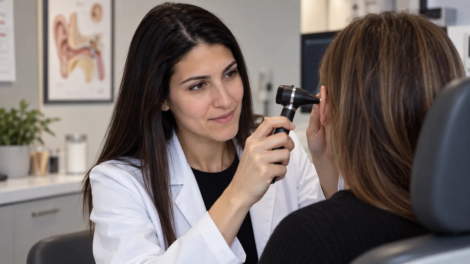 Dr. Michelle Singer examining a patient